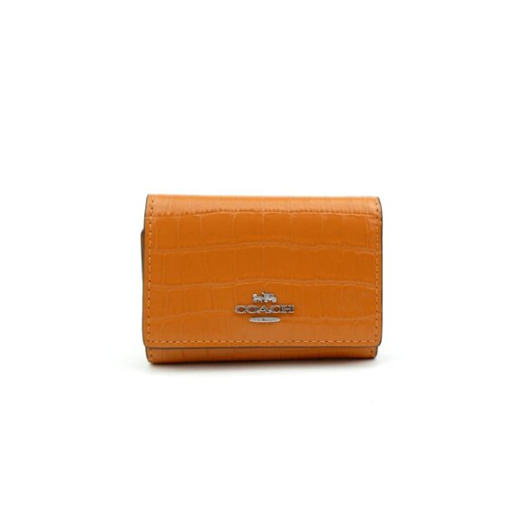 Coach Washed Orange Leather Micro Wallet NWT CU914 - Picture 1 of 4